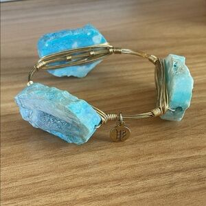Bourbon and Bowties Gold Wire Bracelet with Turquoise Raw Stones